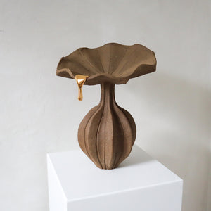 Peplum Vase - Brown/Gold