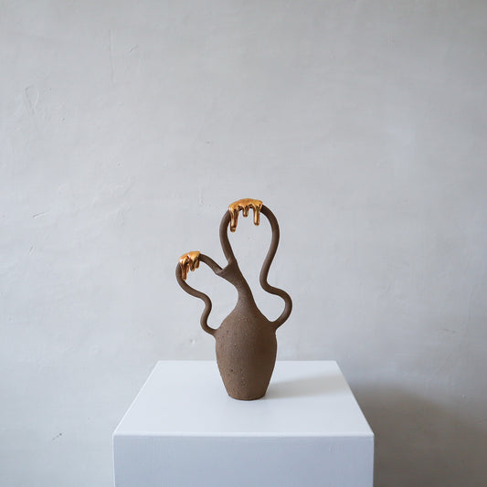 Dancing Woman - Brown / Gold Drip