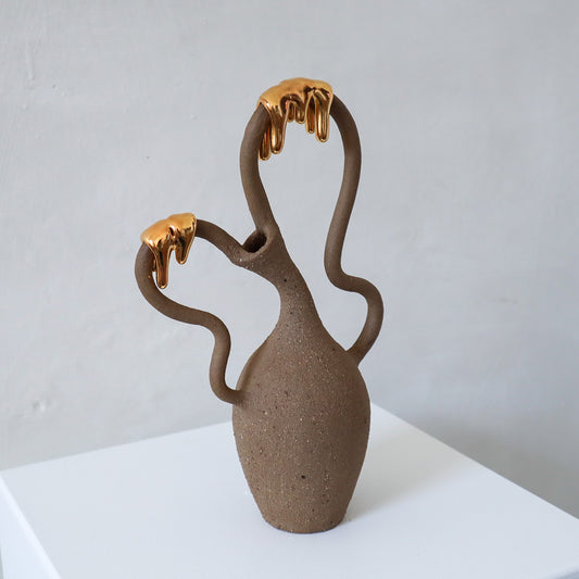 Dancing Woman - Brown / Gold Drip