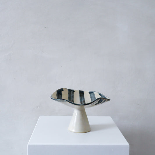 Elipse Pedestal Dish - Blue Stripes