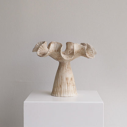 Ruffle Pedestal Bowl - Latte