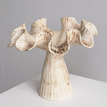 Ruffle Pedestal Bowl - Latte