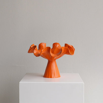 Ruffle Pedestal Bowl - Persimmon